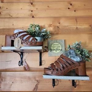 WHITE MOUNTAIN 💜 NWT Jackpot Heel Mule Sandals Platform Brown Faux Leather 8.5M